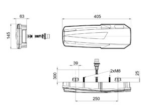 Задний комбинированный фонарь MAVIC LZD 3195/AMP (правый) — светоотражающий треугольник, 4 разъёма Superseal + 7-контактный разъём AMP